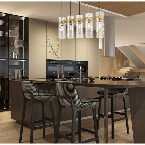 Fontaine Linear Chandelier Ceiling Light in Rubbed Brass