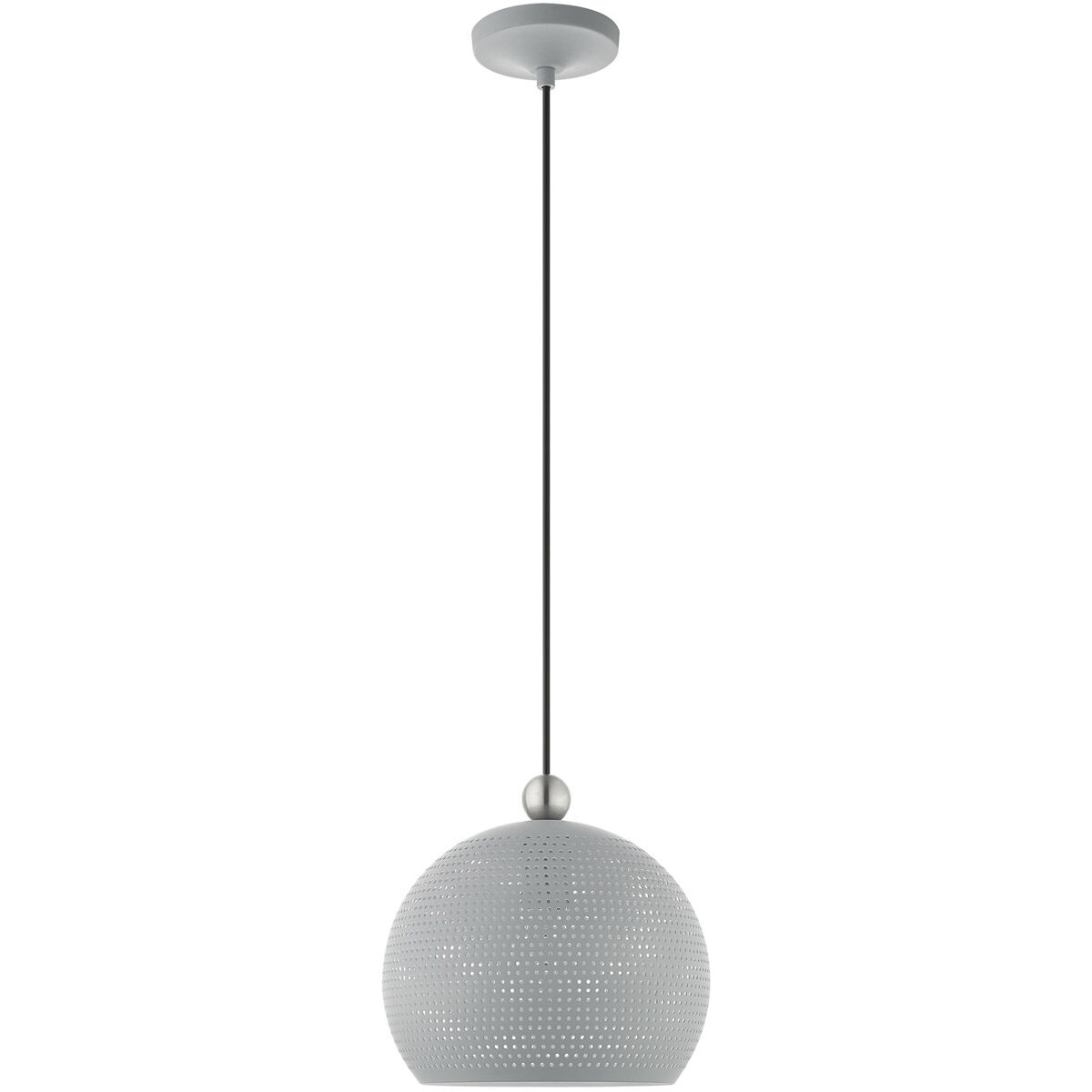 Dublin 1 Light 10 inch Nordic Gray with Brushed Nickel Accents Pendant Ceiling Light
