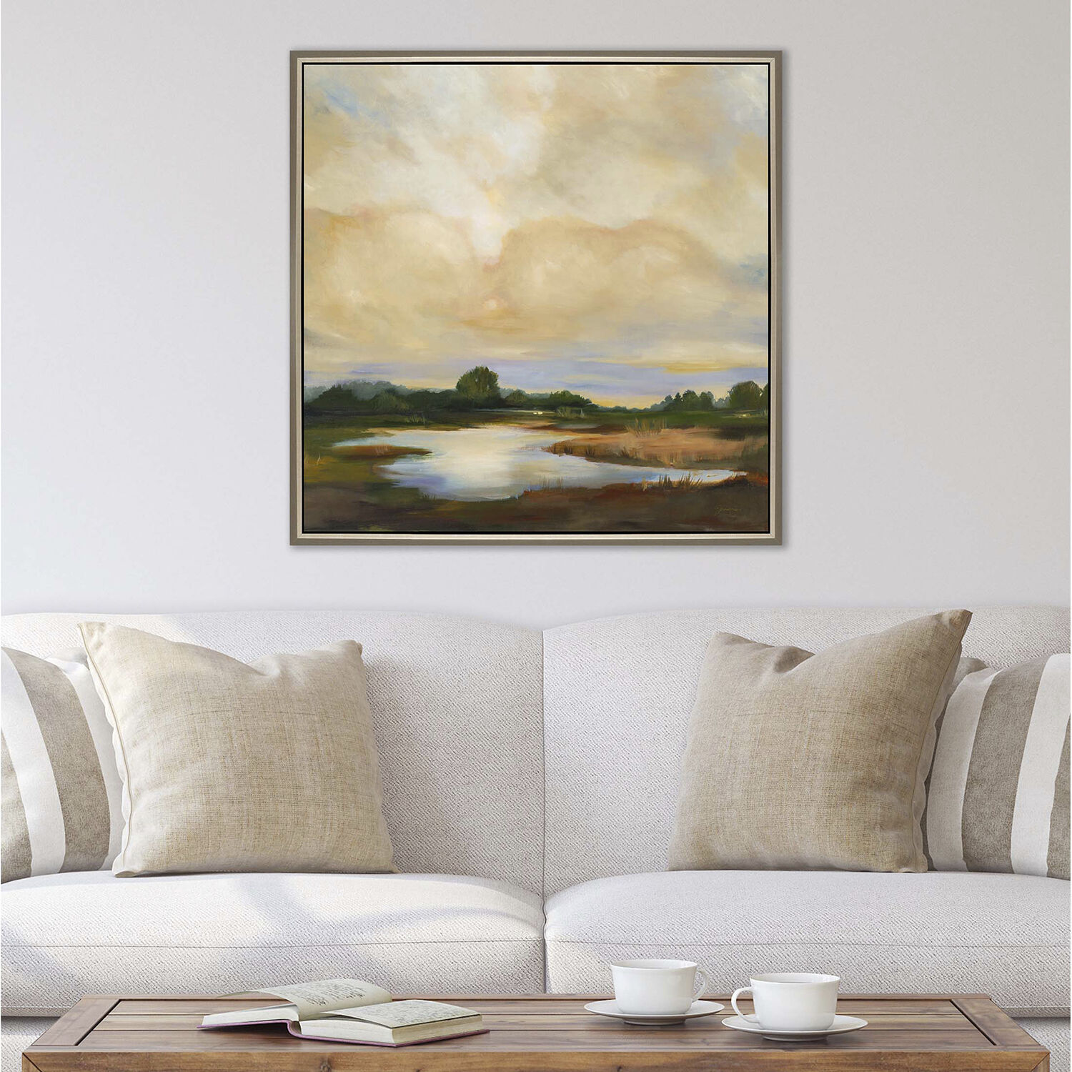 Waterside Green and Beige and Blue and Brown Canvas