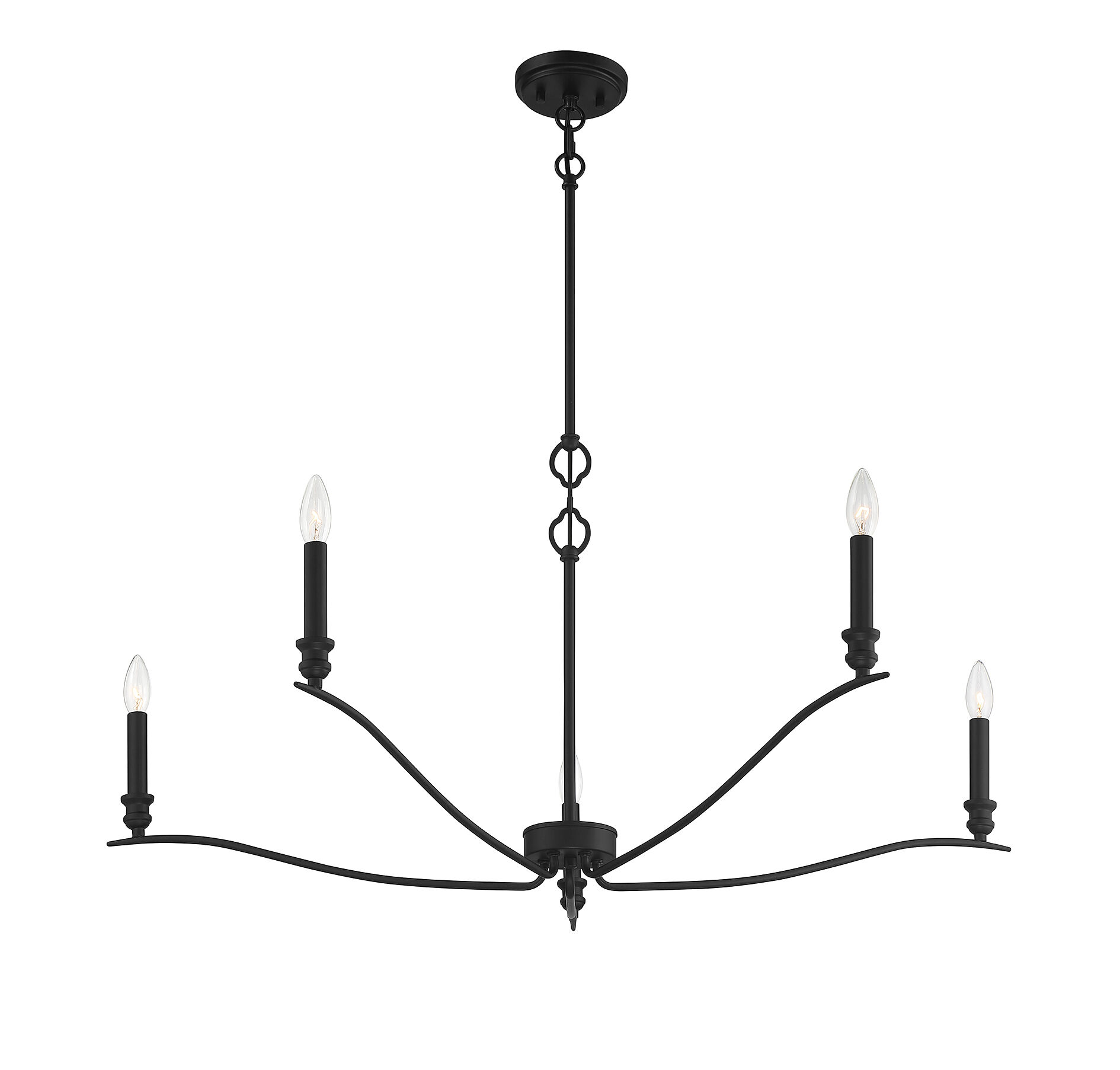 Transitional 5 Light 42 inch Matte Black Chandelier Ceiling Light
