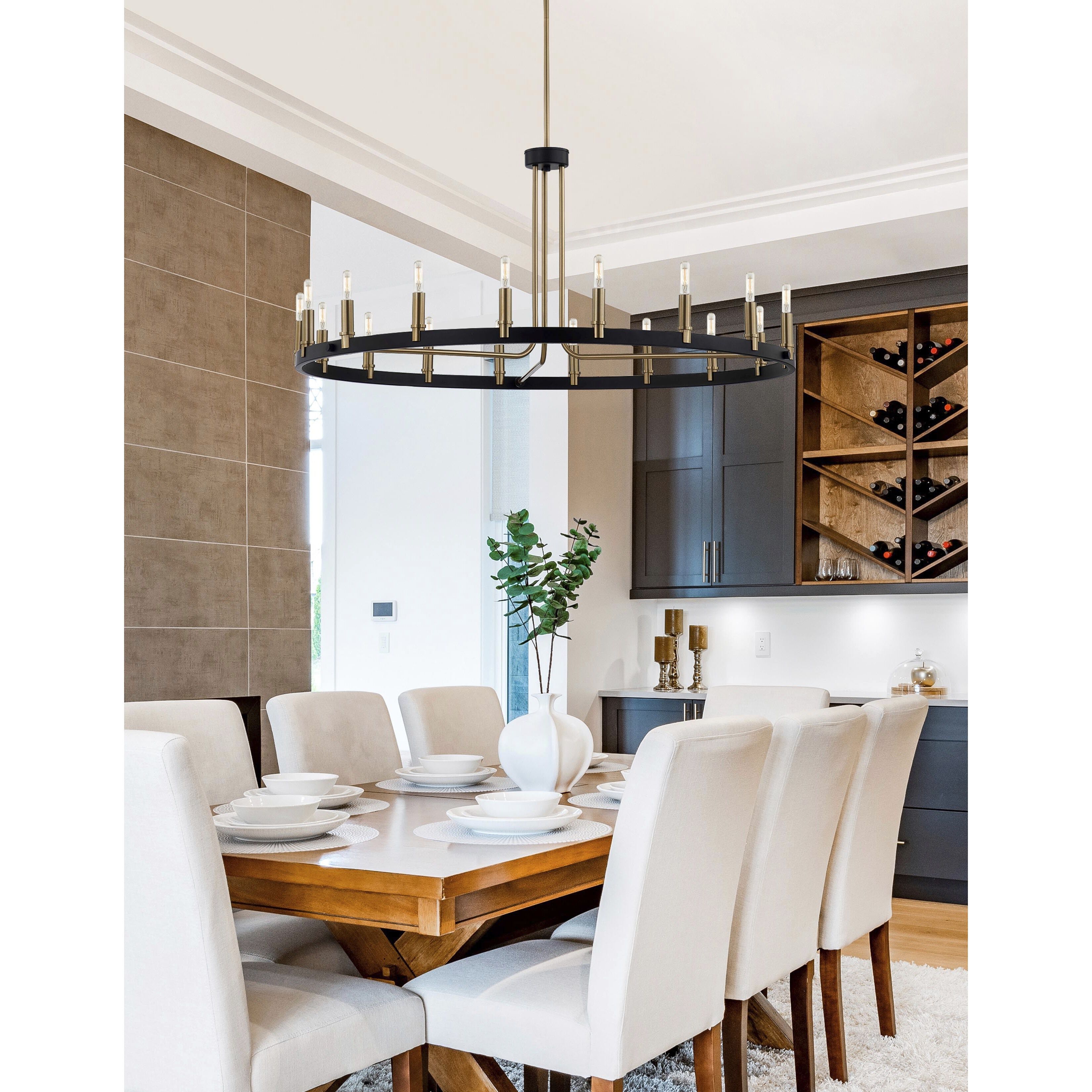 Clayton Family 18 Light 42 inch Matte Black and Brass Accents Chandelier Ceiling Light