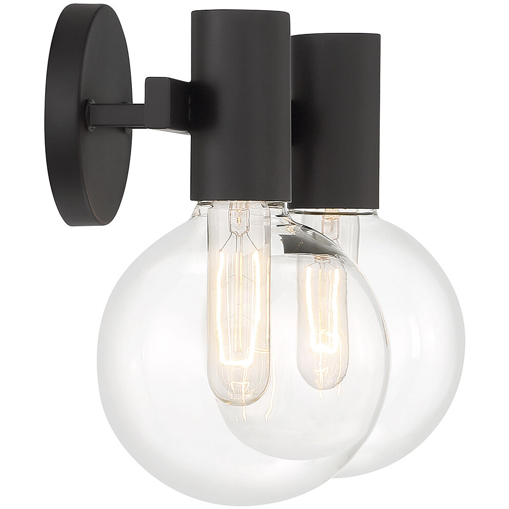 Wright 2 Light 15.5 inch Black Bathroom Vanity Light Wall Light