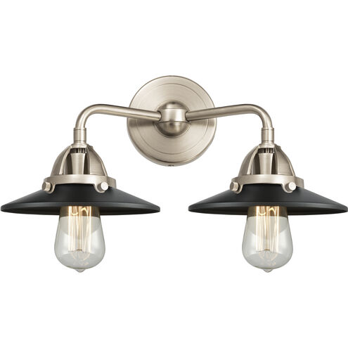 Nouveau 2 Railroad 2 Light 16 inch Brushed Satin Nickel Bath Vanity Light Wall Light in Matte Black