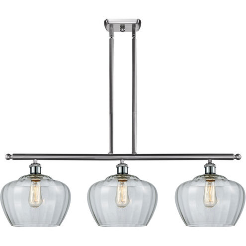 Ballston Large Fenton 3 Light 38 inch Brushed Satin Nickel Island Light Ceiling Light in Clear Glass, Ballston