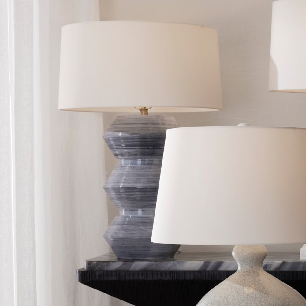 Drifter 150.00 watt Haze Blue Reactive Glaze Table Lamp Portable Light