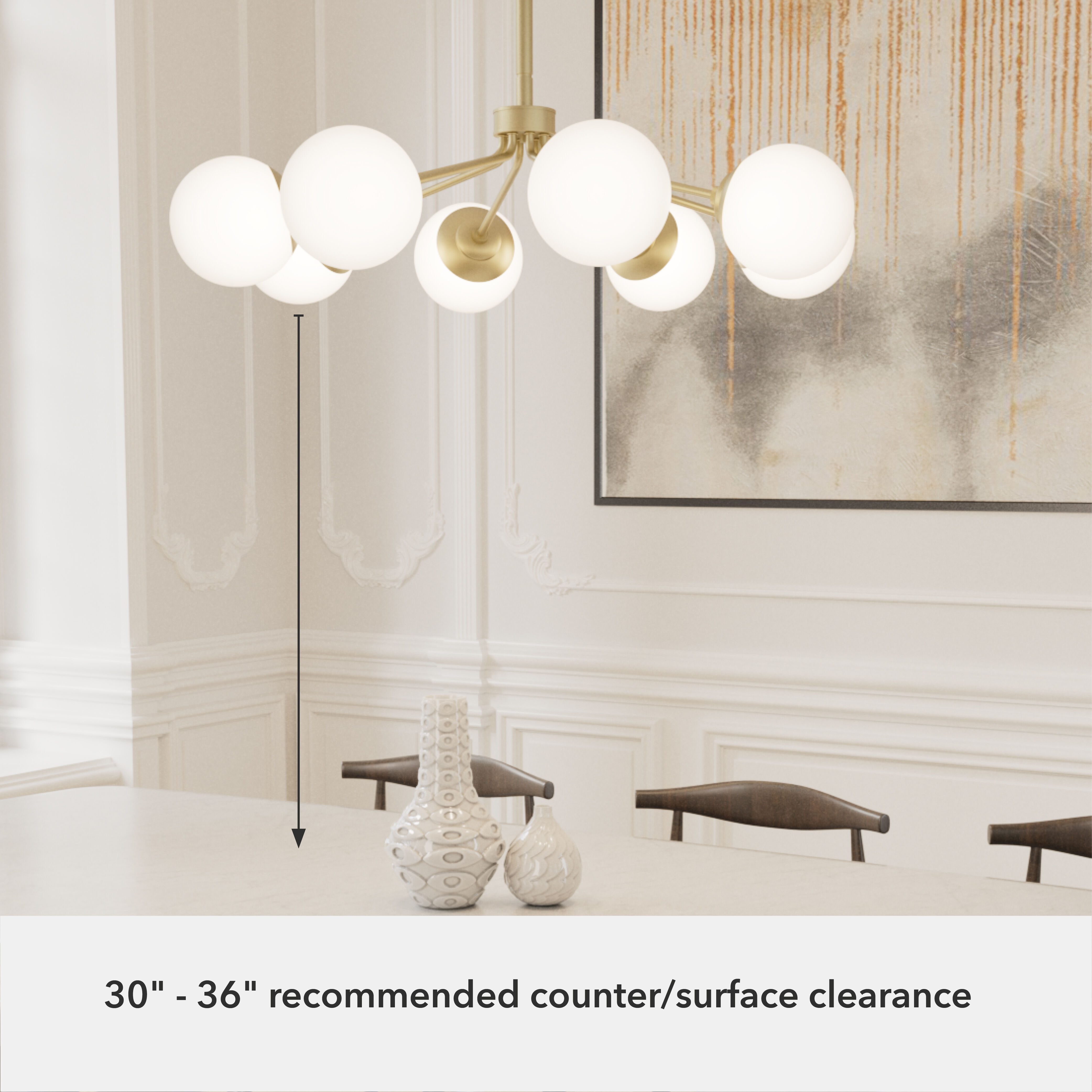 Hunter Fan 19853 Hepburn 8 Light 40 inch Modern Brass Chandelier Ceiling Light Extra Large
