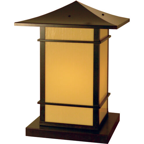 Katsura 1 Light 16 inch Satin Black Outdoor Column Mount in Almond Mica, Toshi Overlay