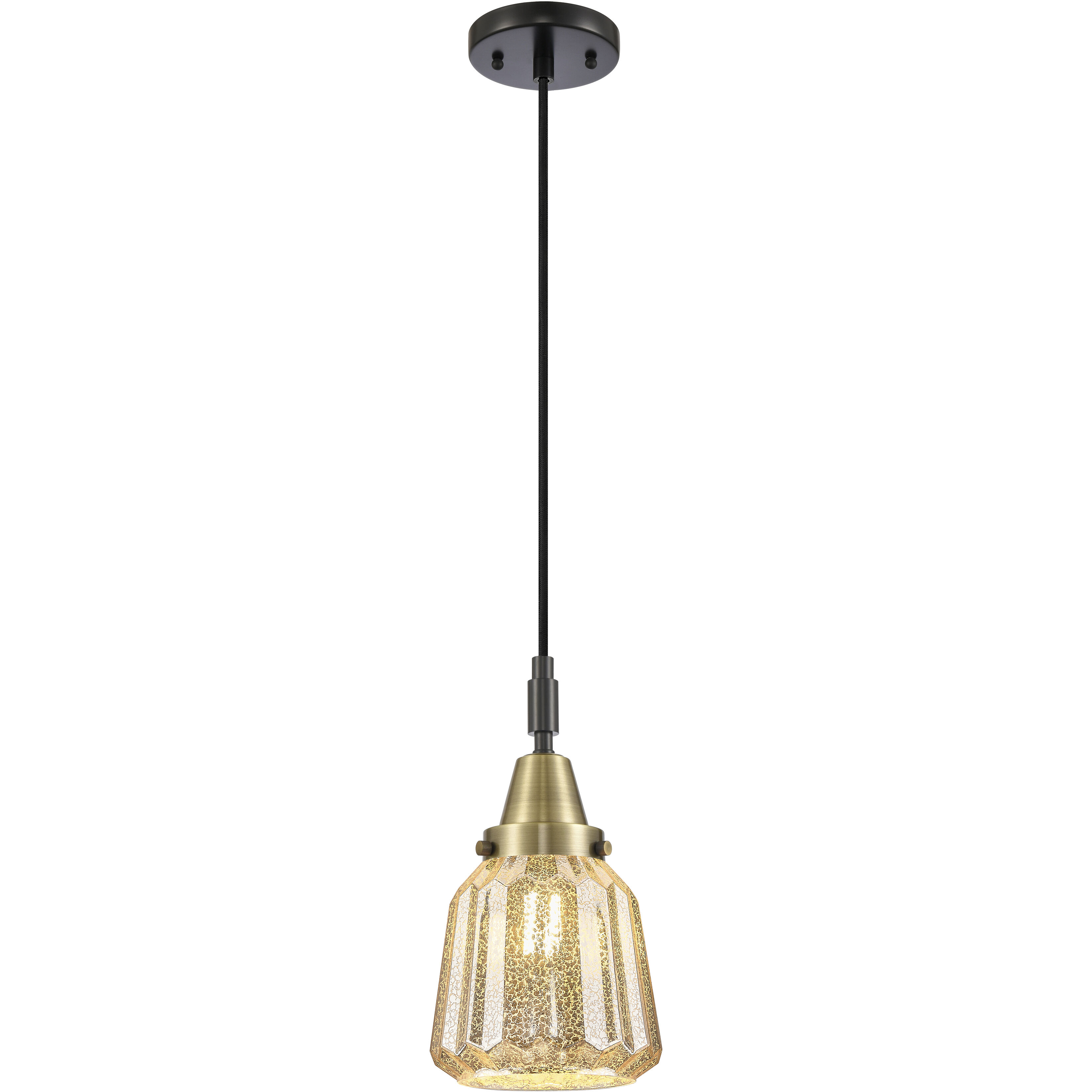 Chatham 1 Light 7 inch Black Antique Brass Mini Pendant Ceiling Light in Mercury Glass