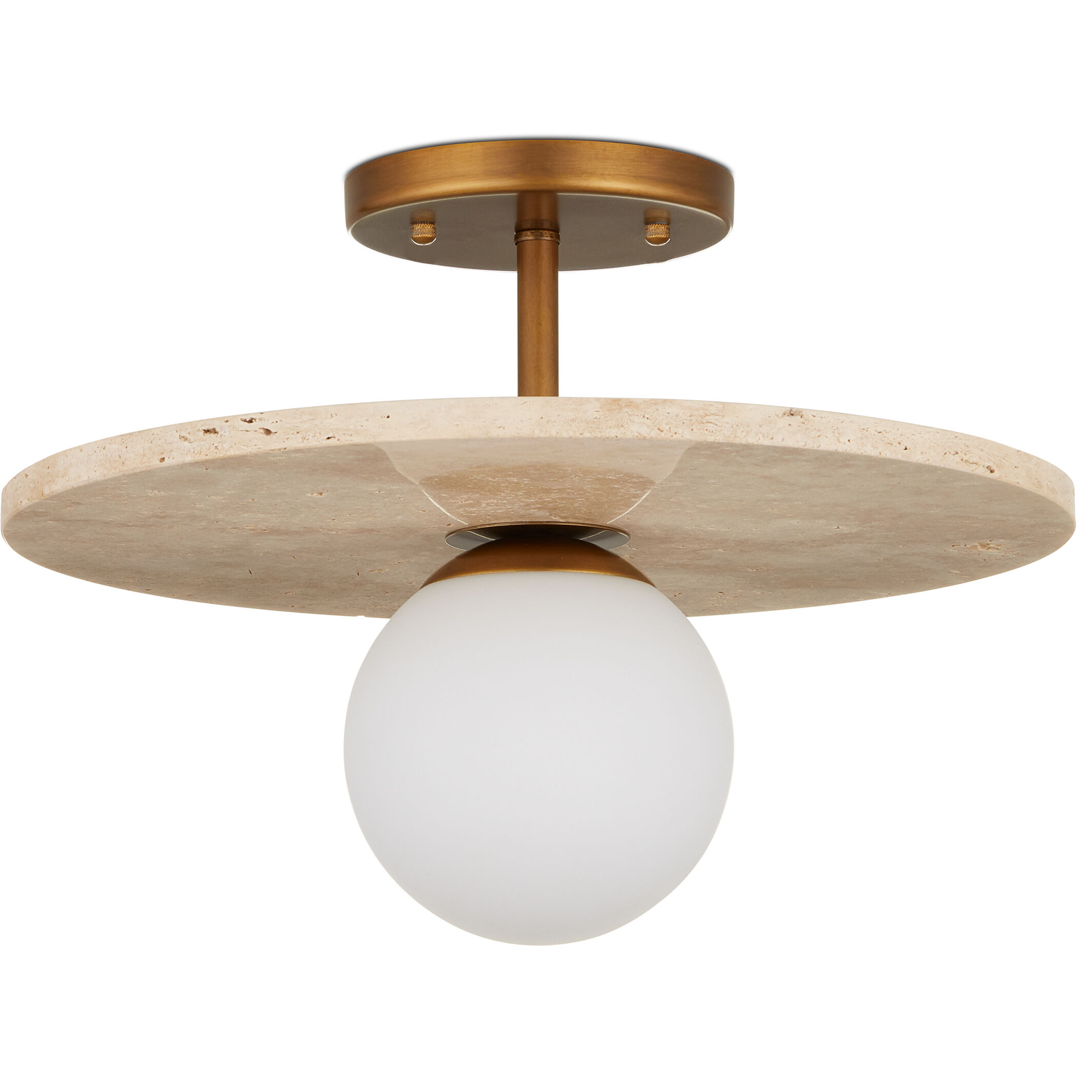 Apricity 1 Light 16 inch Beige/Antique Brass/Frosted White Semi-Flush Mount Ceiling Light