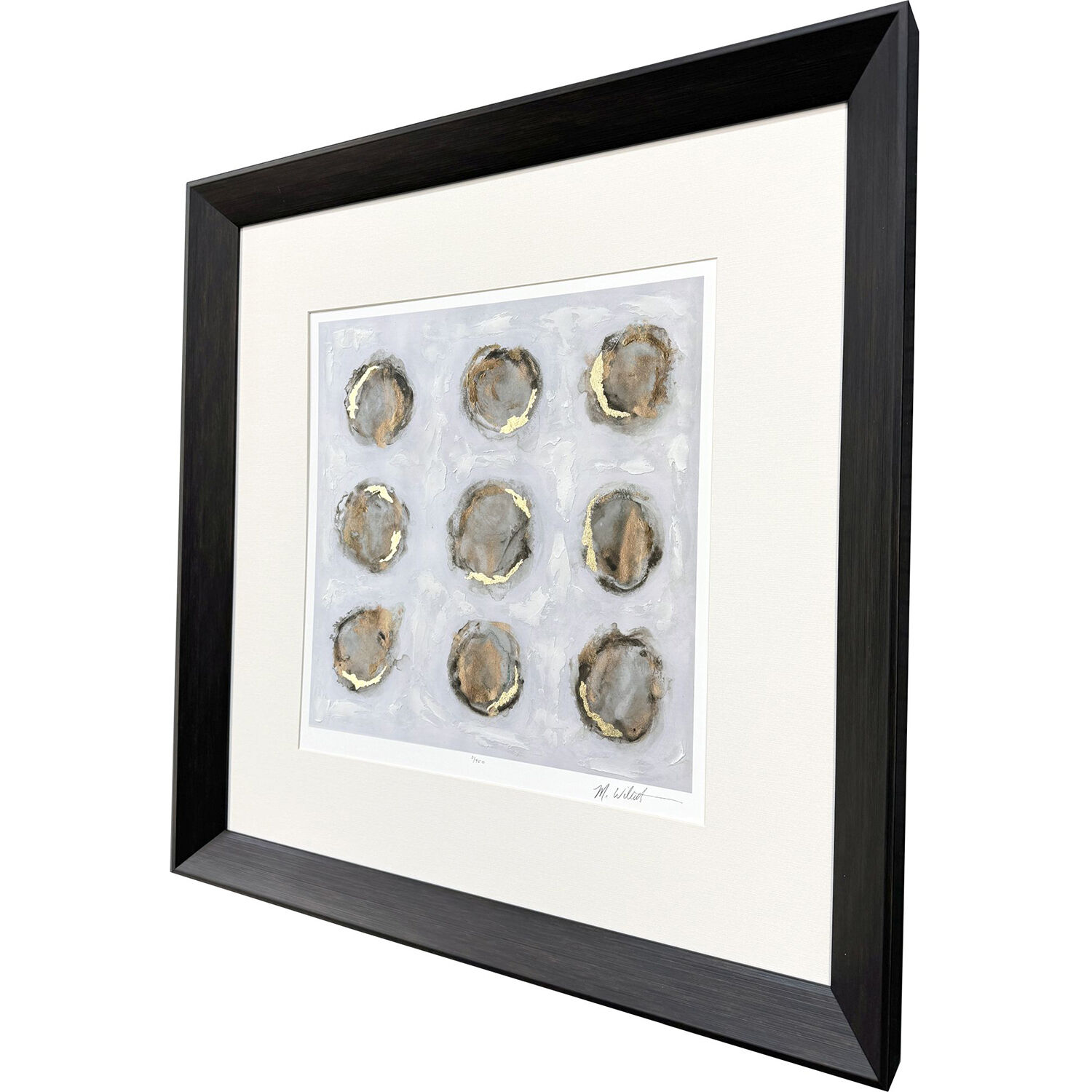 Ennead Gray and Blue and Brown and Metallic Framed Art