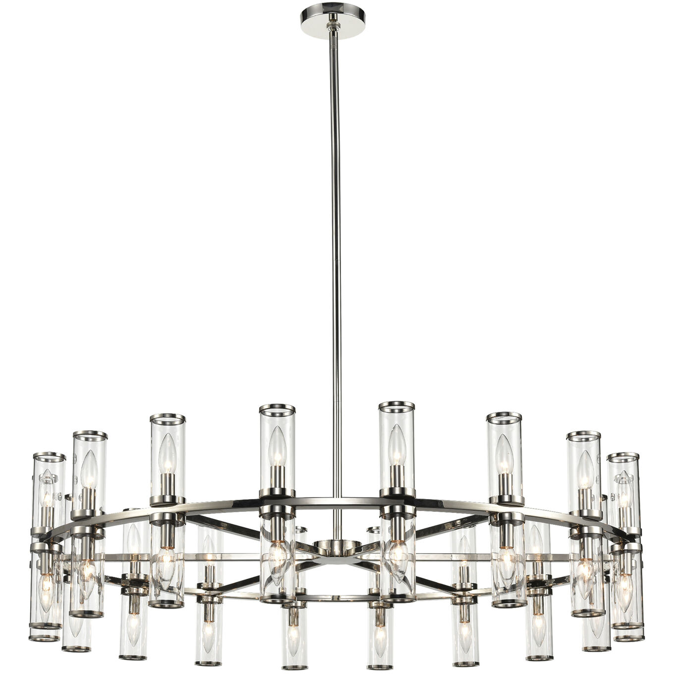 Revolve 36 Light 48.13 inch Clear Glass/Polished Nickel Chandelier Ceiling Light