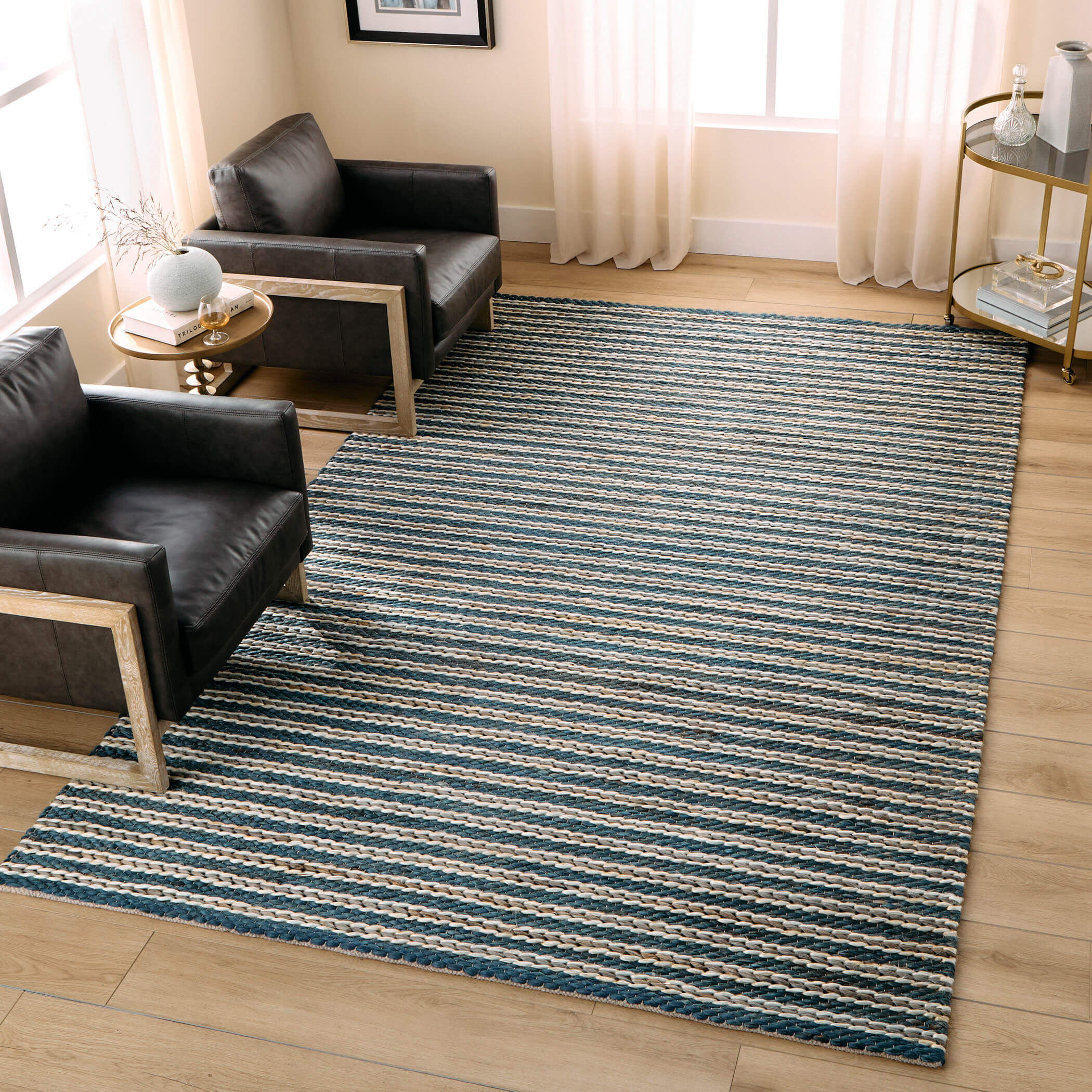 Natural Luxe 114 X 79 inch Blue Rug in 6 x 9