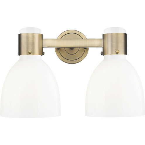 Lawton Bell 2 Light 15.5 inch Brushed Brass Bath Vanity Light Wall Light in Gloss White Glass