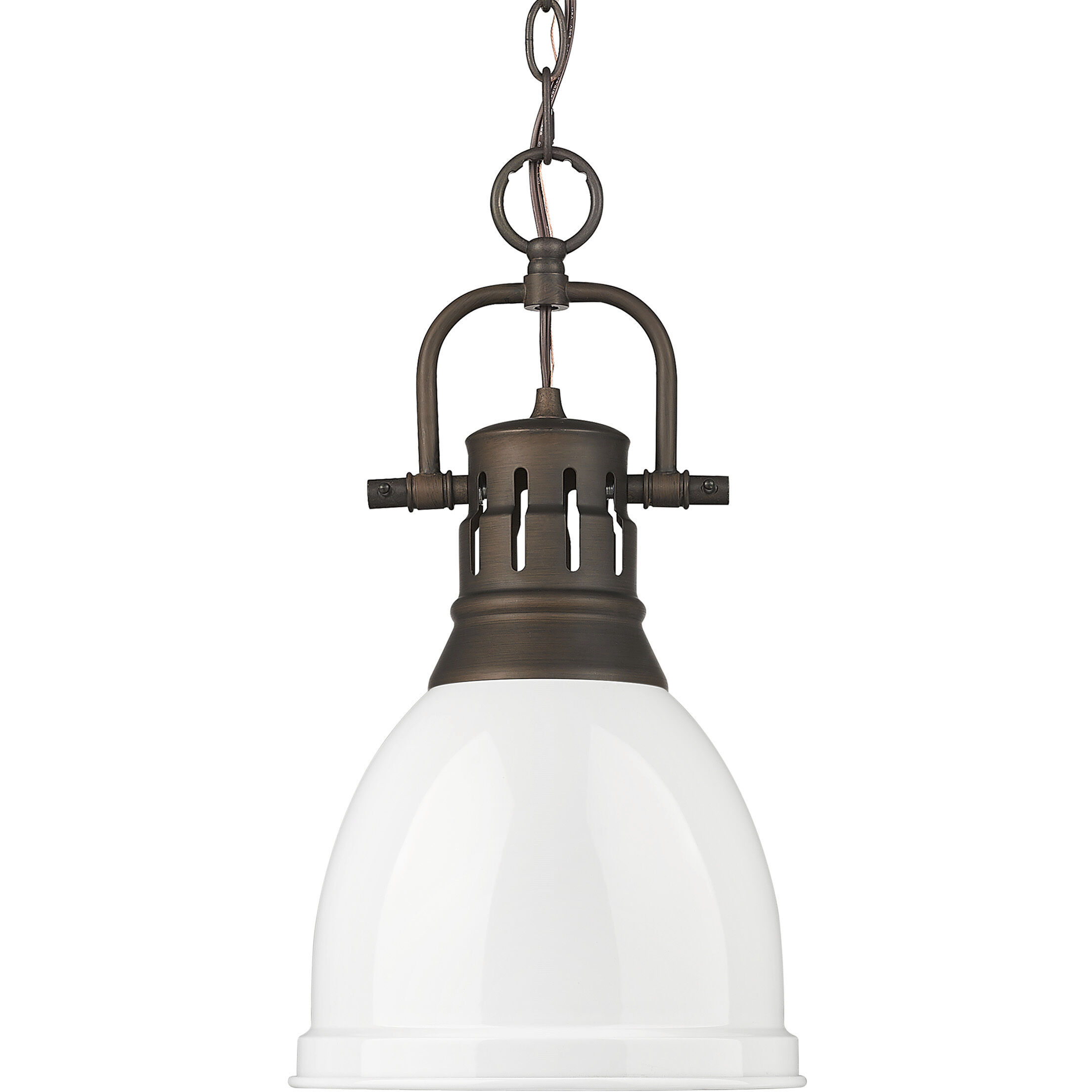 Yep Duncan 1 Light 8.88 inch Rubbed Bronze Pendant Ceiling Light in White, Small
