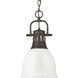 Yep Duncan 1 Light 8.88 inch Rubbed Bronze Pendant Ceiling Light in White, Small