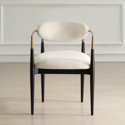 Moxie Brushed Brass and Matte Black and Off-White Dining Chair