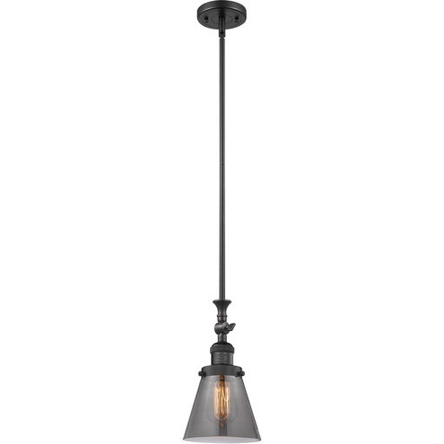 Franklin Restoration Small Cone 1 Light 6 inch Matte Black Mini Pendant Ceiling Light in Plated Smoke Glass, Franklin Restoration