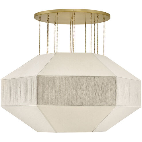 Lisa McDennon Lyla 10 Light 50.5 inch Lacquered Brass Chandelier Ceiling Light, Drum