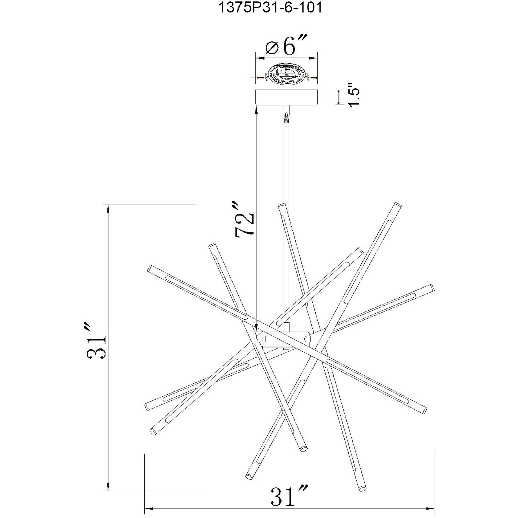 Oskil LED 31 inch Black Chandelier Ceiling Light