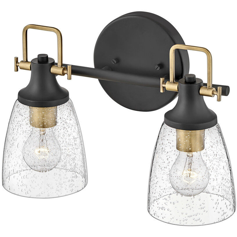 Easton 2 Light 14.5 inch Black with Heritage Brass Vanity Light Wall Light