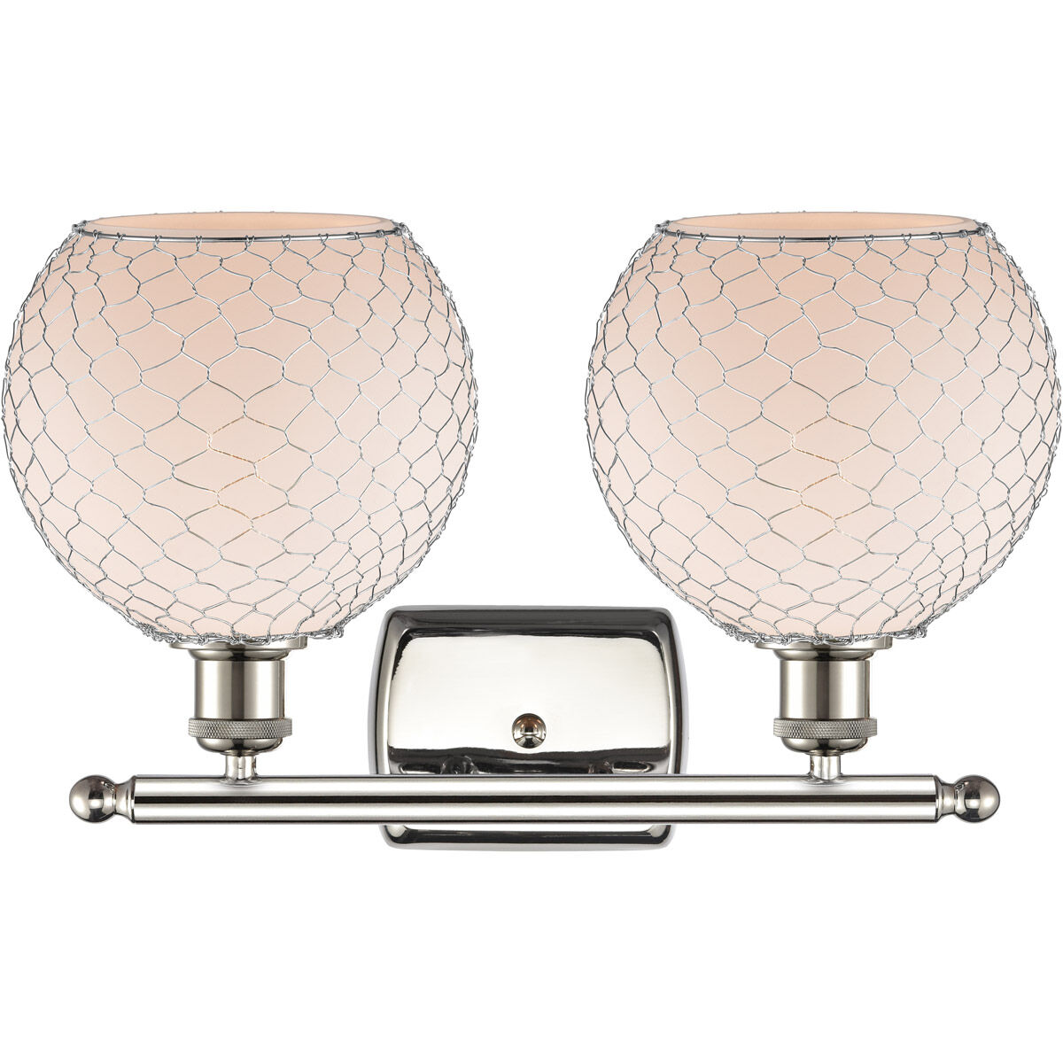 Ballston Farmhouse Chicken Wire LED 16 inch Polished Nickel Bath Vanity Light Wall Light, Ballston