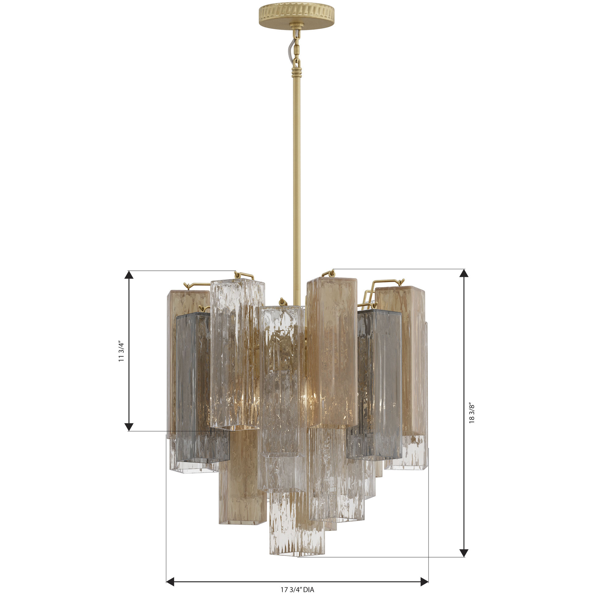 Torvento 6 Light 17.75 inch Legacy Brass Pendant Ceiling Light in Clear,  Grey and Amber Handmade Glass