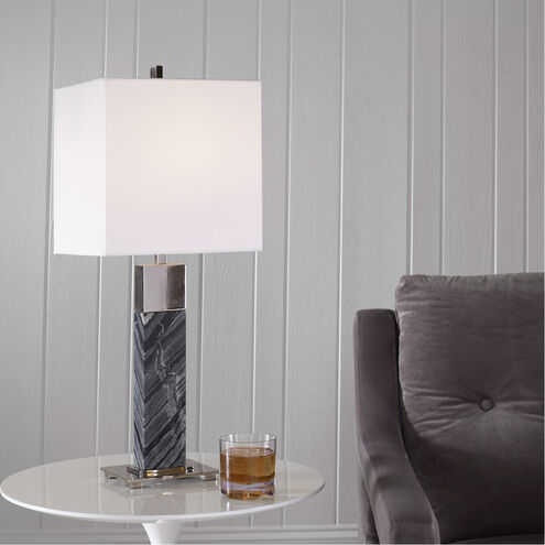 Pilaster 27 inch 100.00 watt Black Marble and Polished Nickel Table Lamp Portable Light