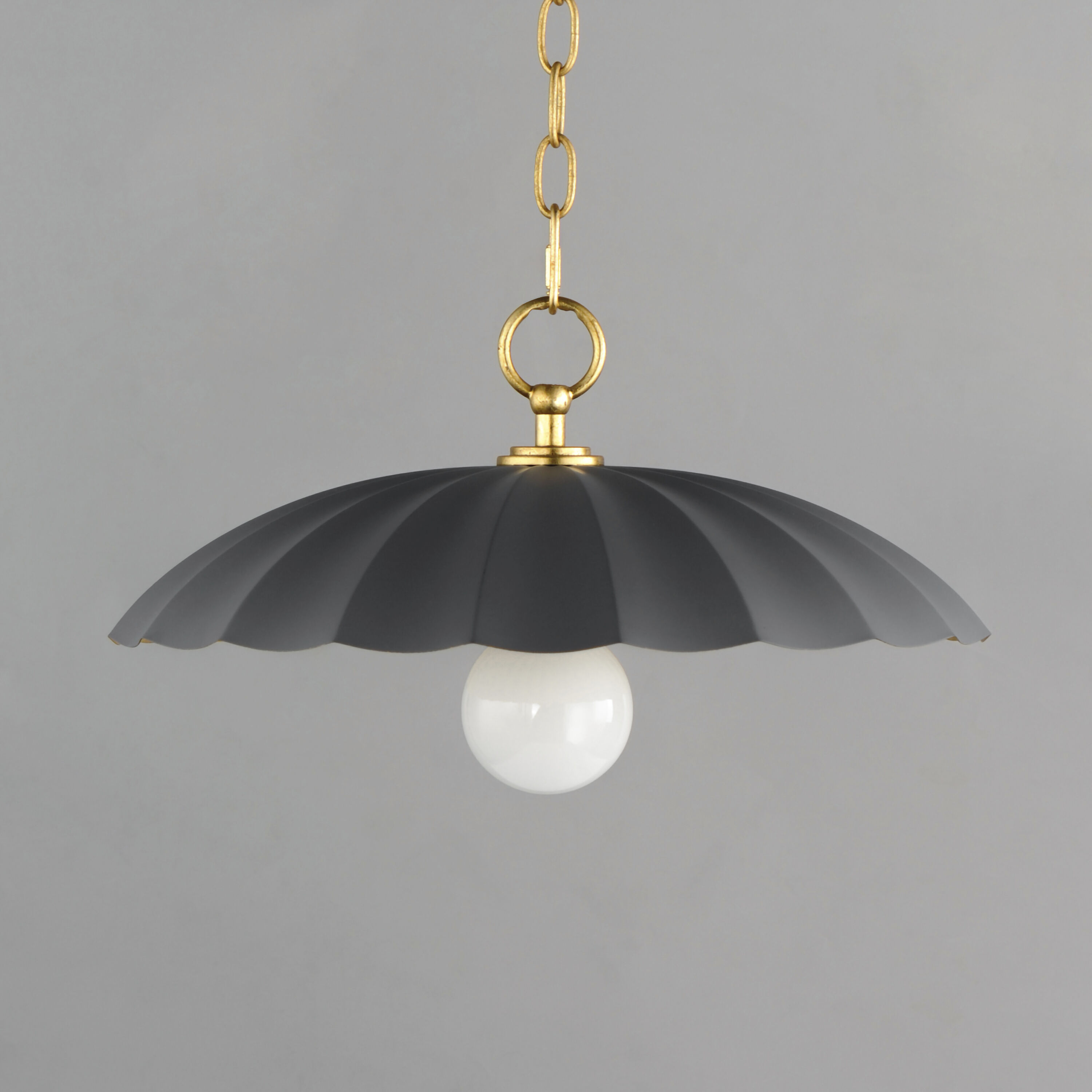 Primrose 1 Light 16 inch Dark Grey and Gold Leaf Single Pendant Ceiling Light