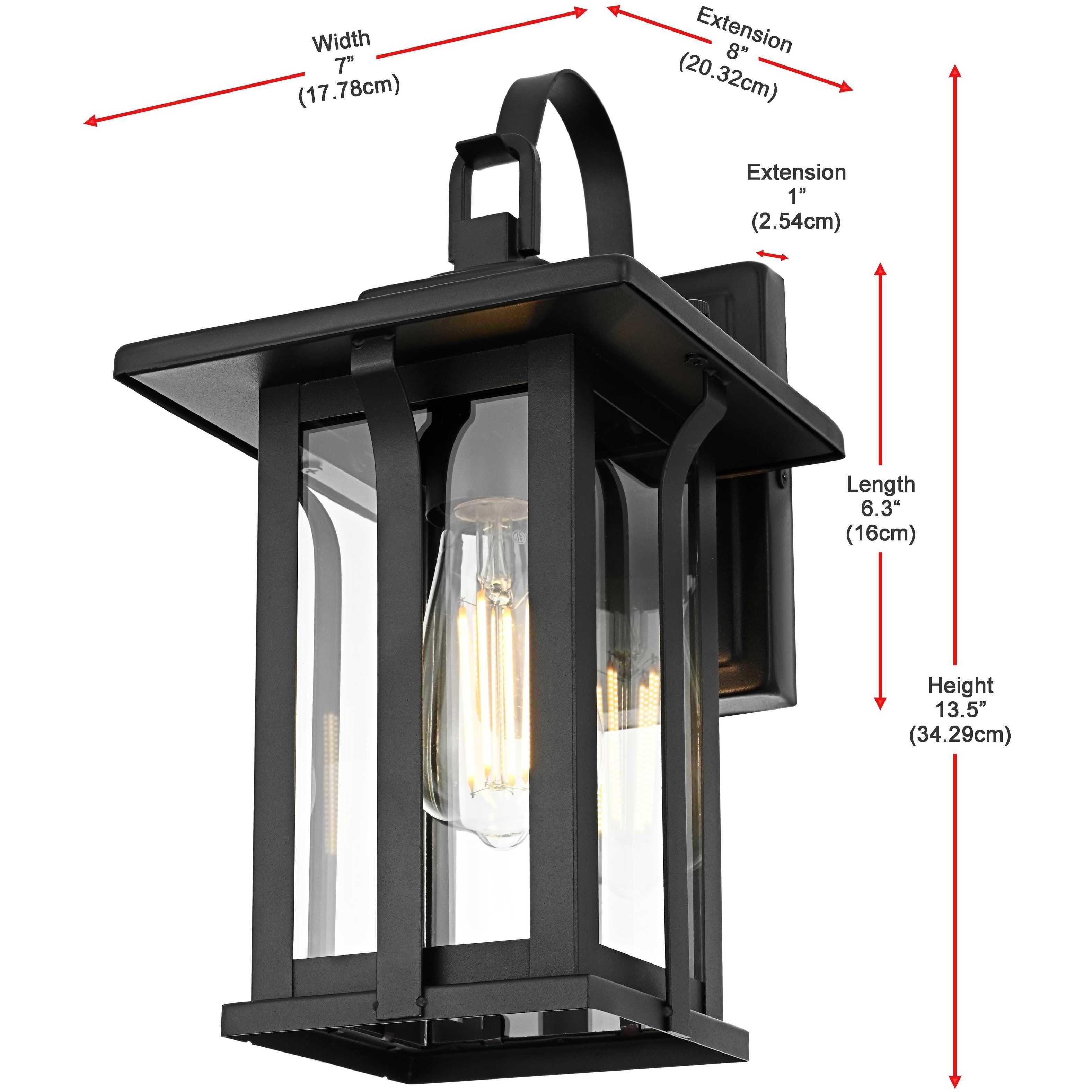 Thayer 1 Light 13.5 inch Black Outdoor Wall Sconce