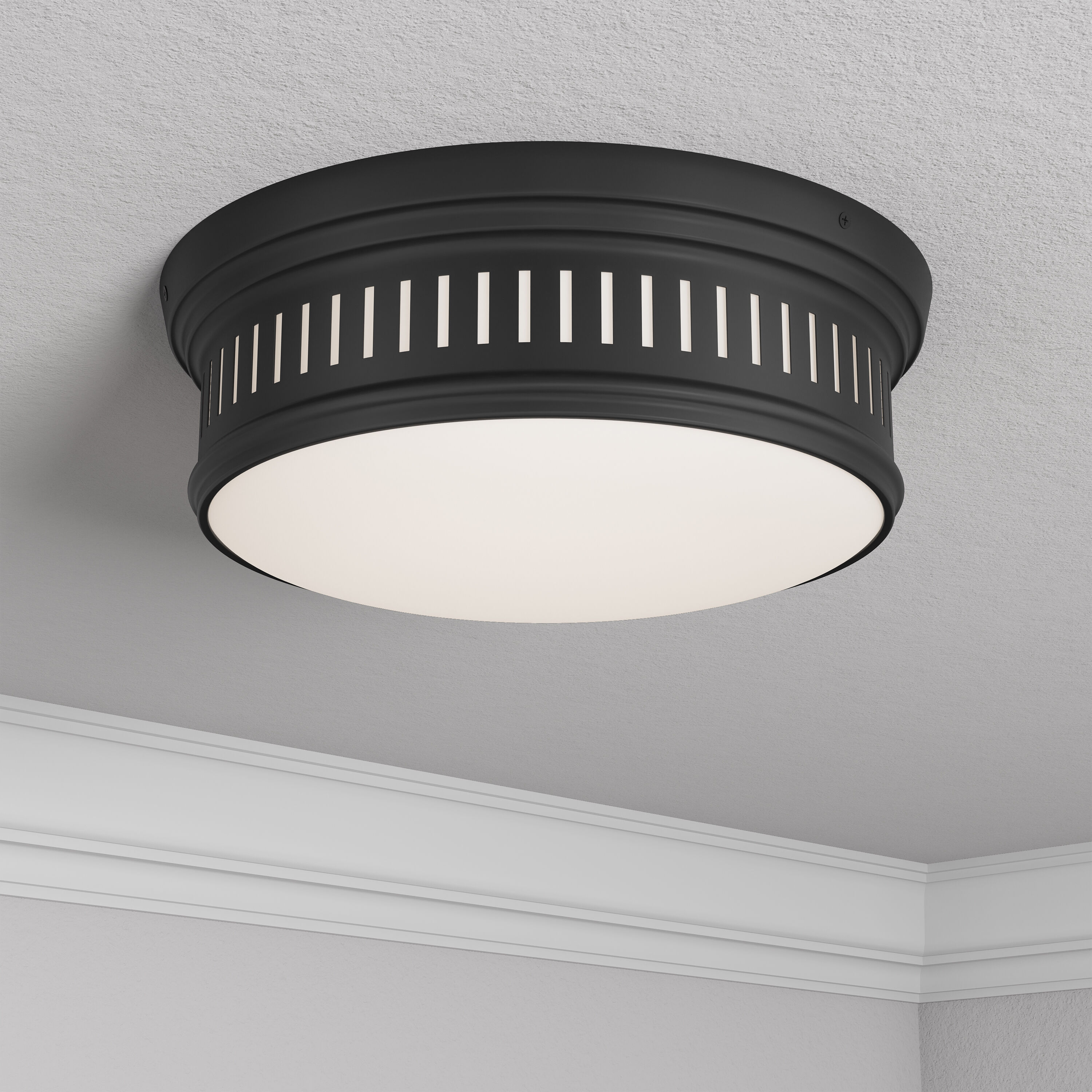 Velune 2 Light 14 inch Matte Black Flush Mount Ceiling Light