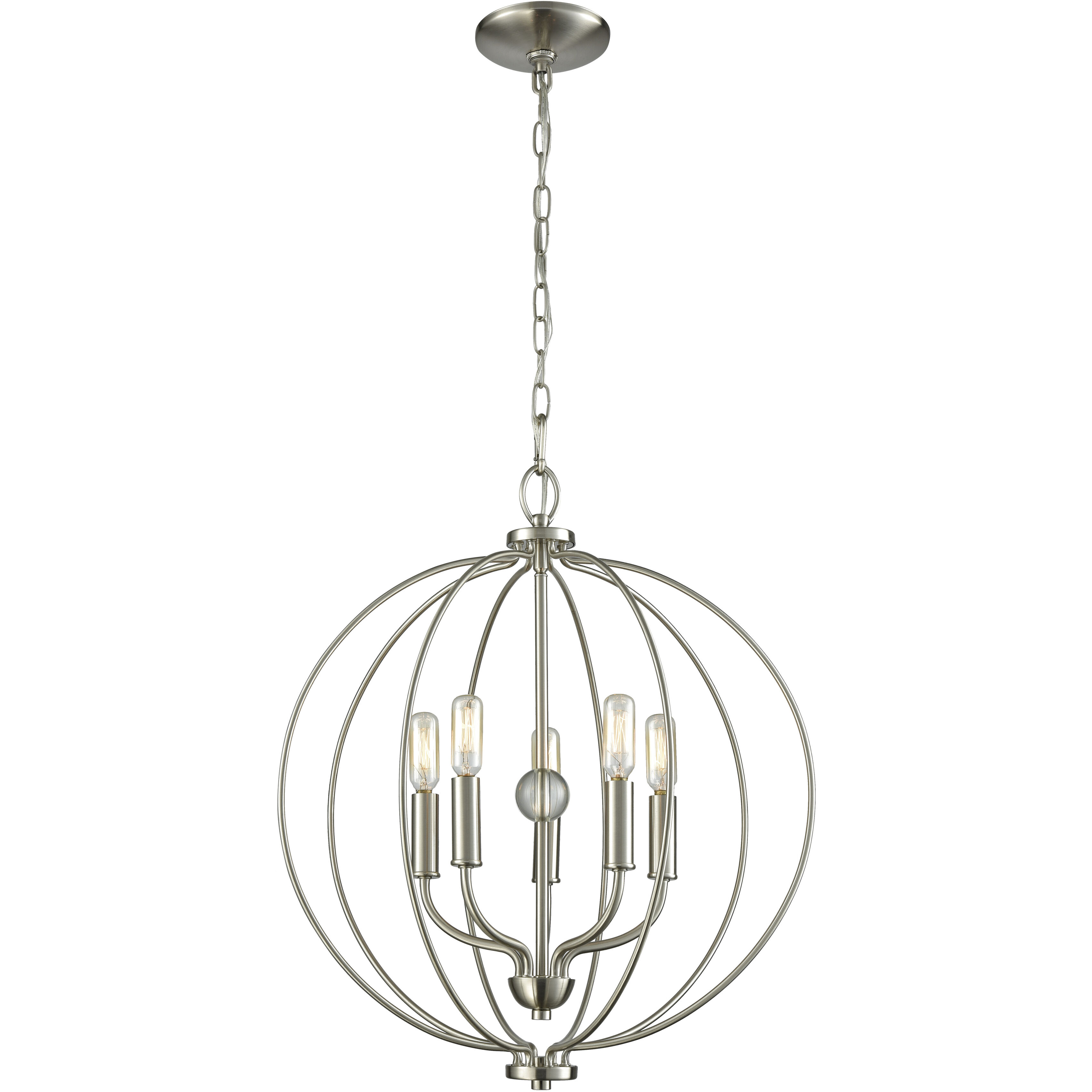 Williamsport 5 Light 19 inch Brushed Nickel with Clear Chandelier Ceiling Light