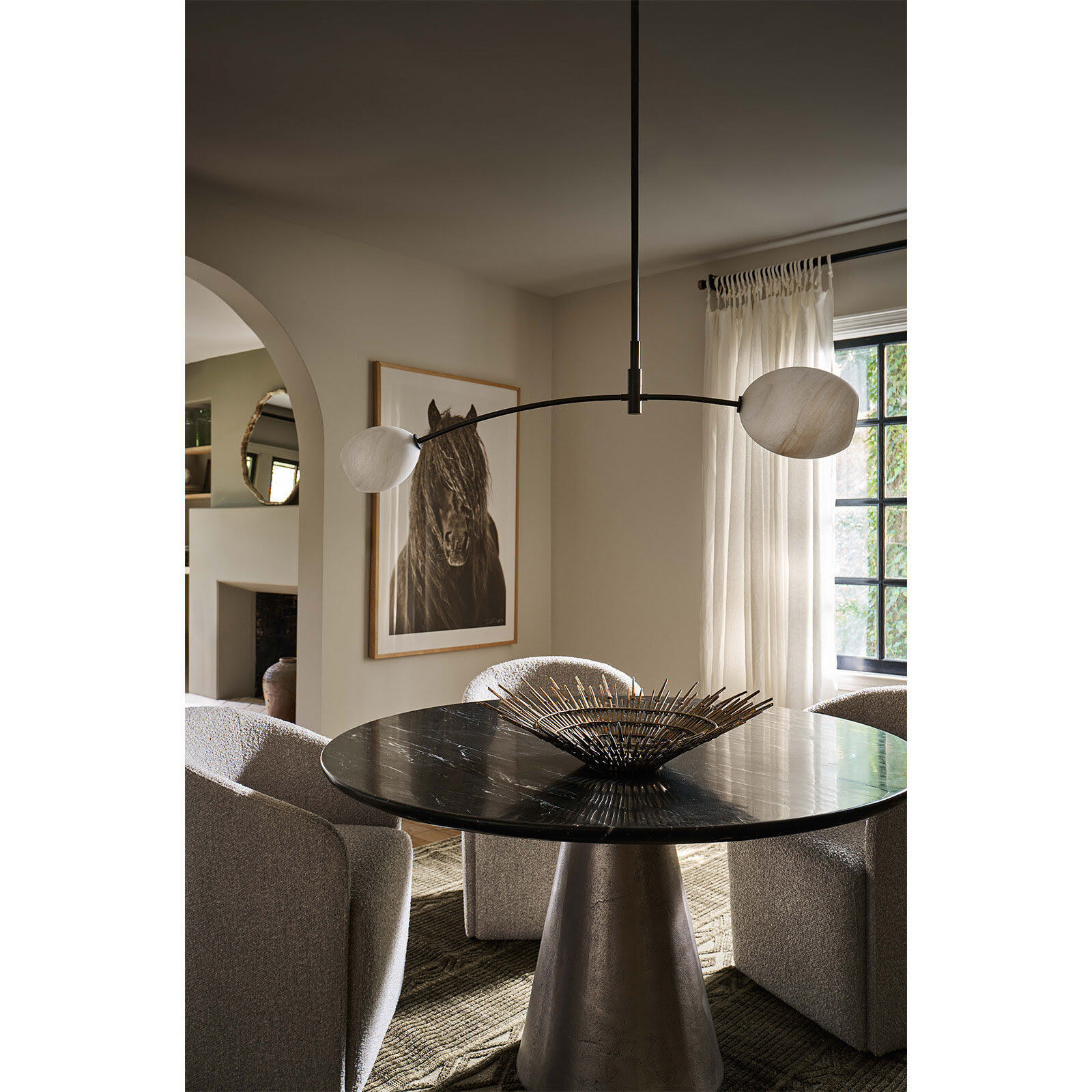 Artemis 2 Light 46.75 inch Oil Rubbed Bronze Pendant Ceiling Light in Alabaster Glass