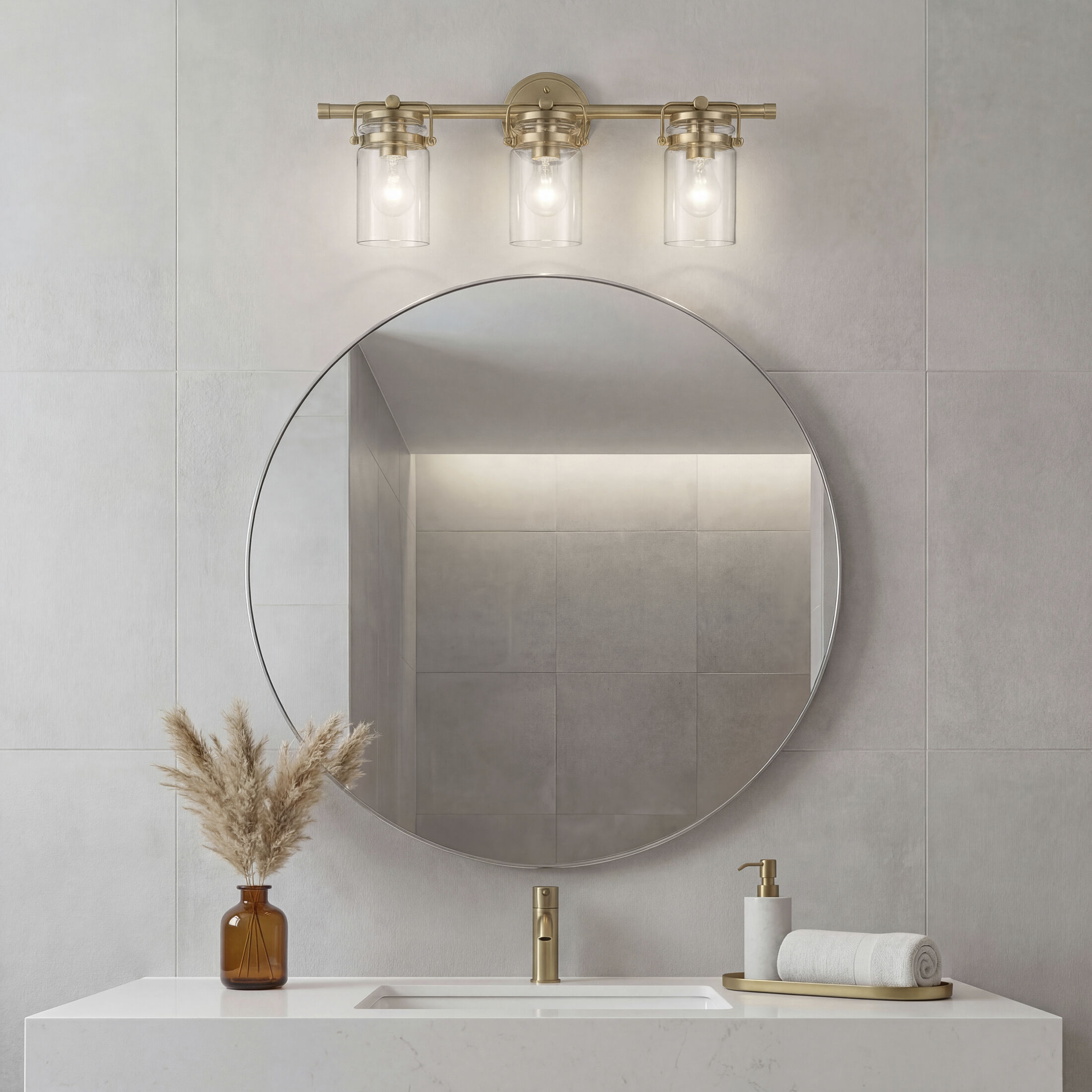 Brinley 3 Light 24 inch Champagne Bronze Bath Vanity Light Wall Light