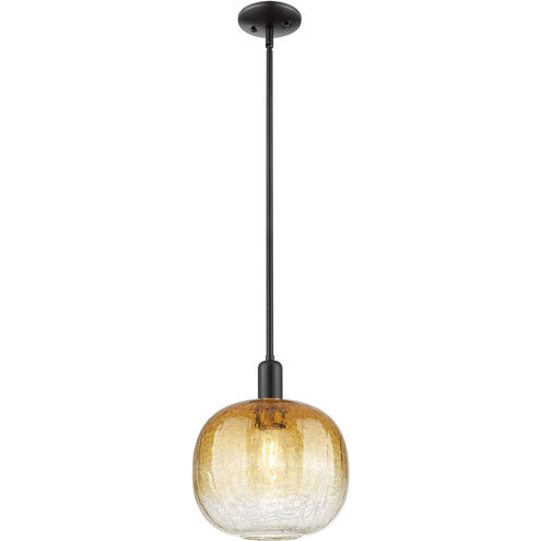 Downtown Urban Brookhaven Sphere 1 Light 10 inch Matte Black Mini Pendant Ceiling Light in Amber Glass