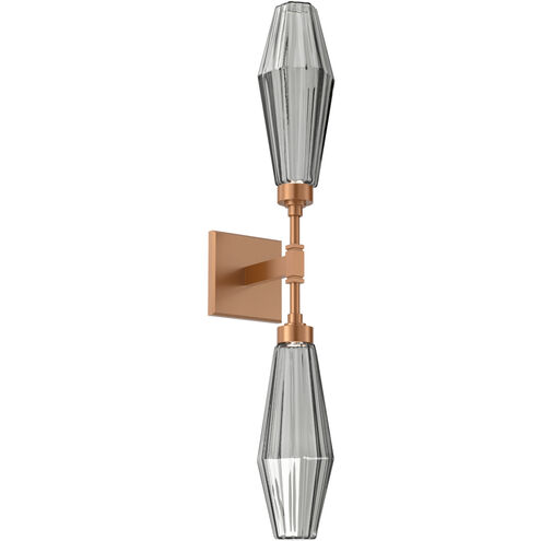 Aalto LED 4.5 inch Novel Brass Indoor Sconce Wall Light in 3000K LED, Optic Rib Smoke, Double