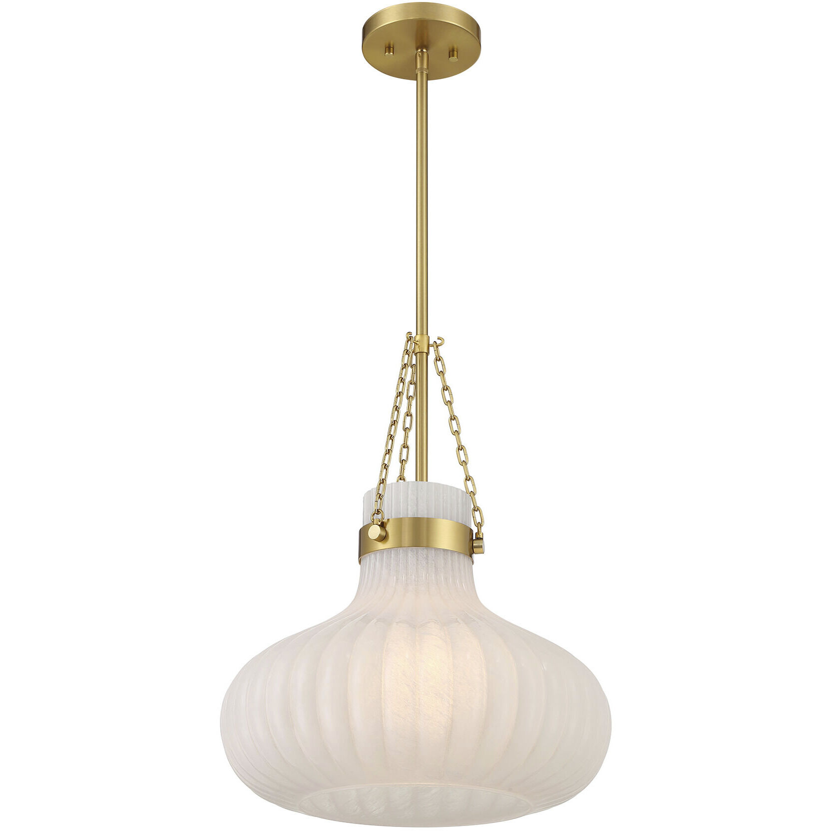 Traditional 1 Light 15 inch Natural Brass Pendant Ceiling Light