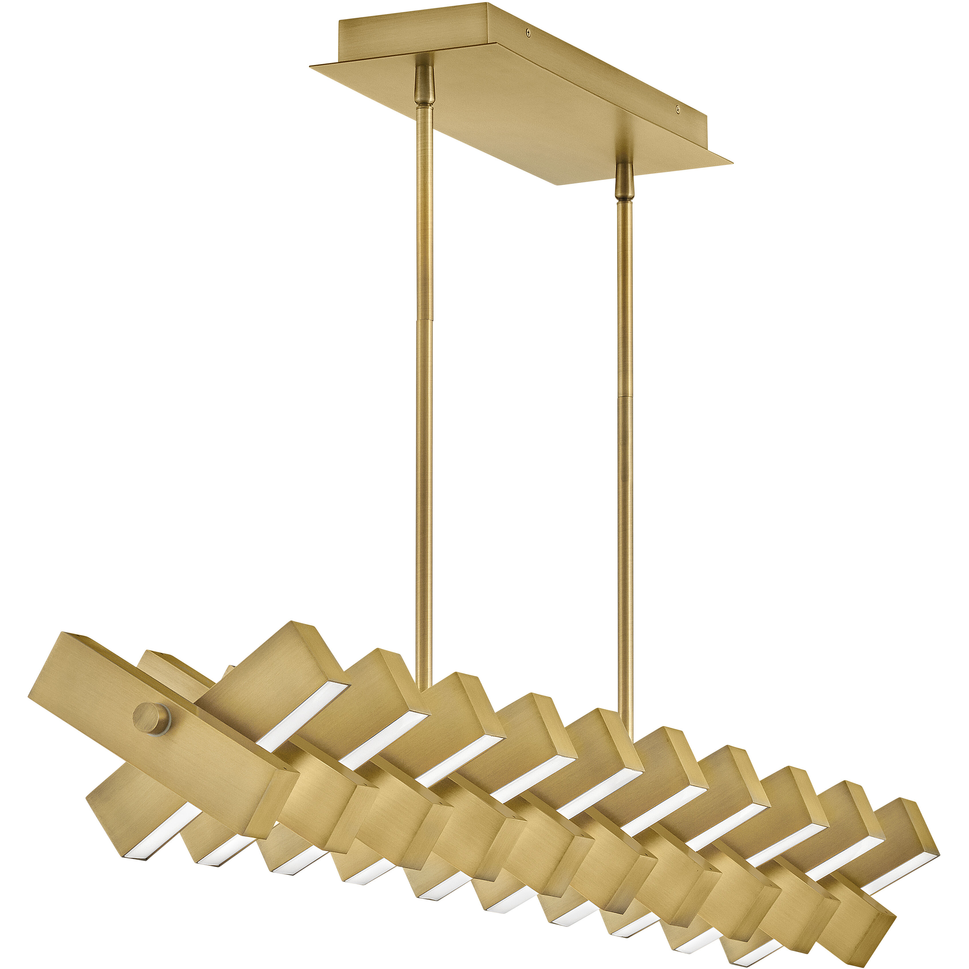 Stitch LED 42 inch Lacquered Brass Chandelier Ceiling Light, Linear & Oval