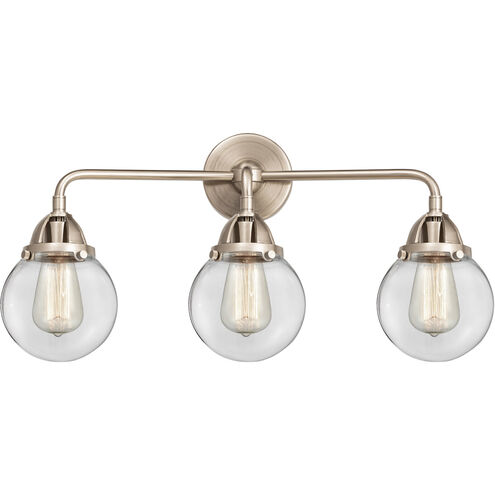 Nouveau 2 Beacon LED 24 inch Antique Copper Bath Vanity Light Wall Light in Clear Glass