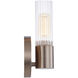 Fusion Collection - Rimini Family 1 Light 4.25 inch Brushed Brass and Clear Ribbed Wall Sconce Wall Light, EVOLV