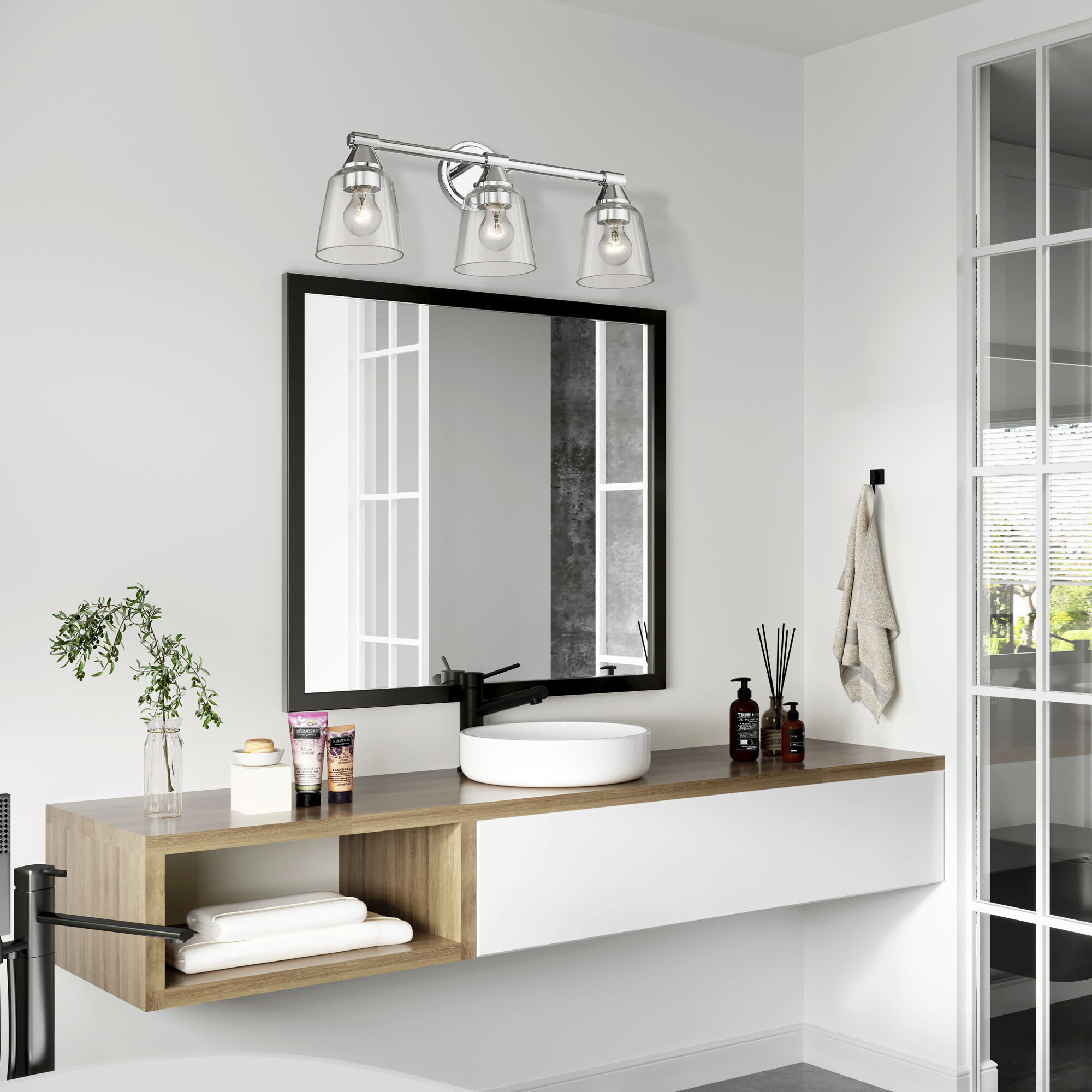 Catania 3 Light 23 inch Polished Chrome Vanity Sconce Wall Light