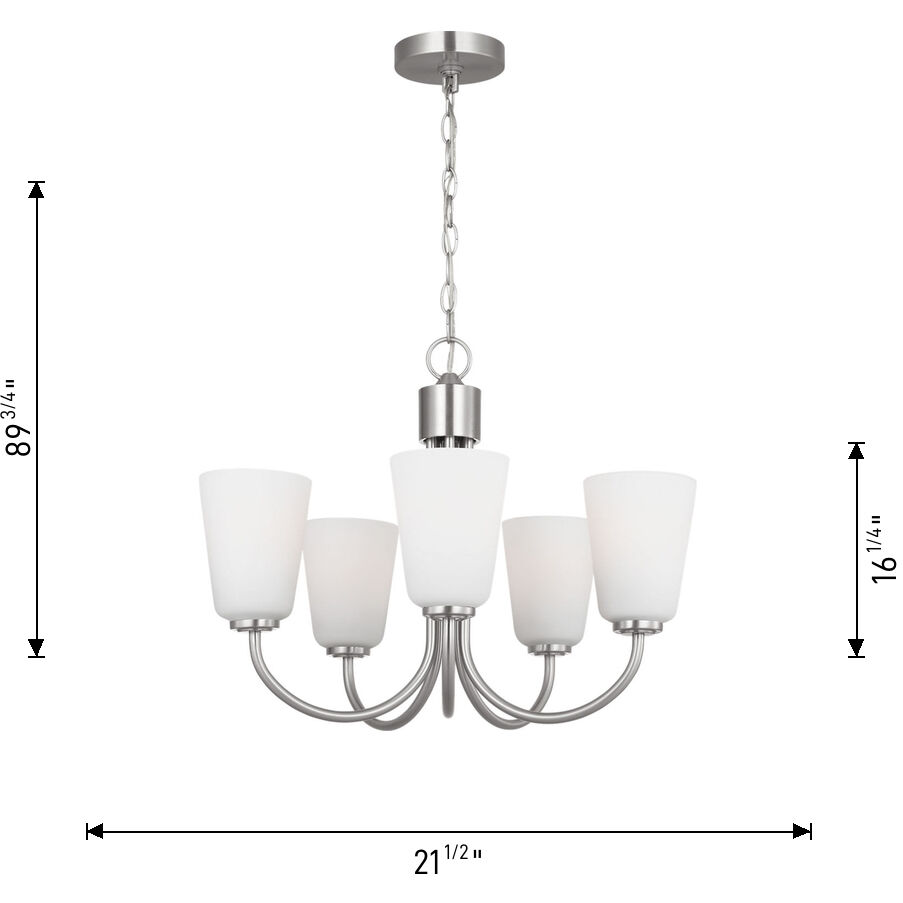 Miles 5 Light 21 inch Satin Brass Chandelier Ceiling Light