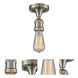 Franklin Restoration Bare Bulb 1 Light 5 inch Brushed Satin Nickel Semi-Flush Mount Ceiling Light, Franklin Restoration