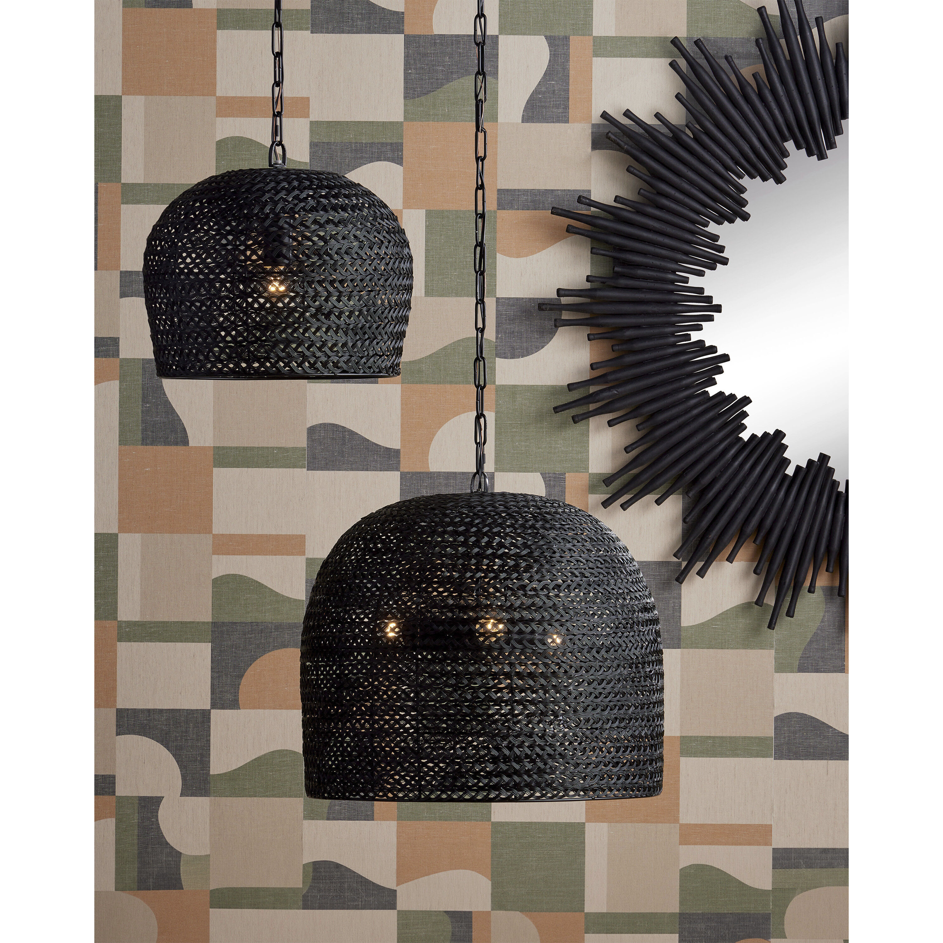 Piero 1 Light 16 inch Satin Black Pendant Ceiling Light, Small