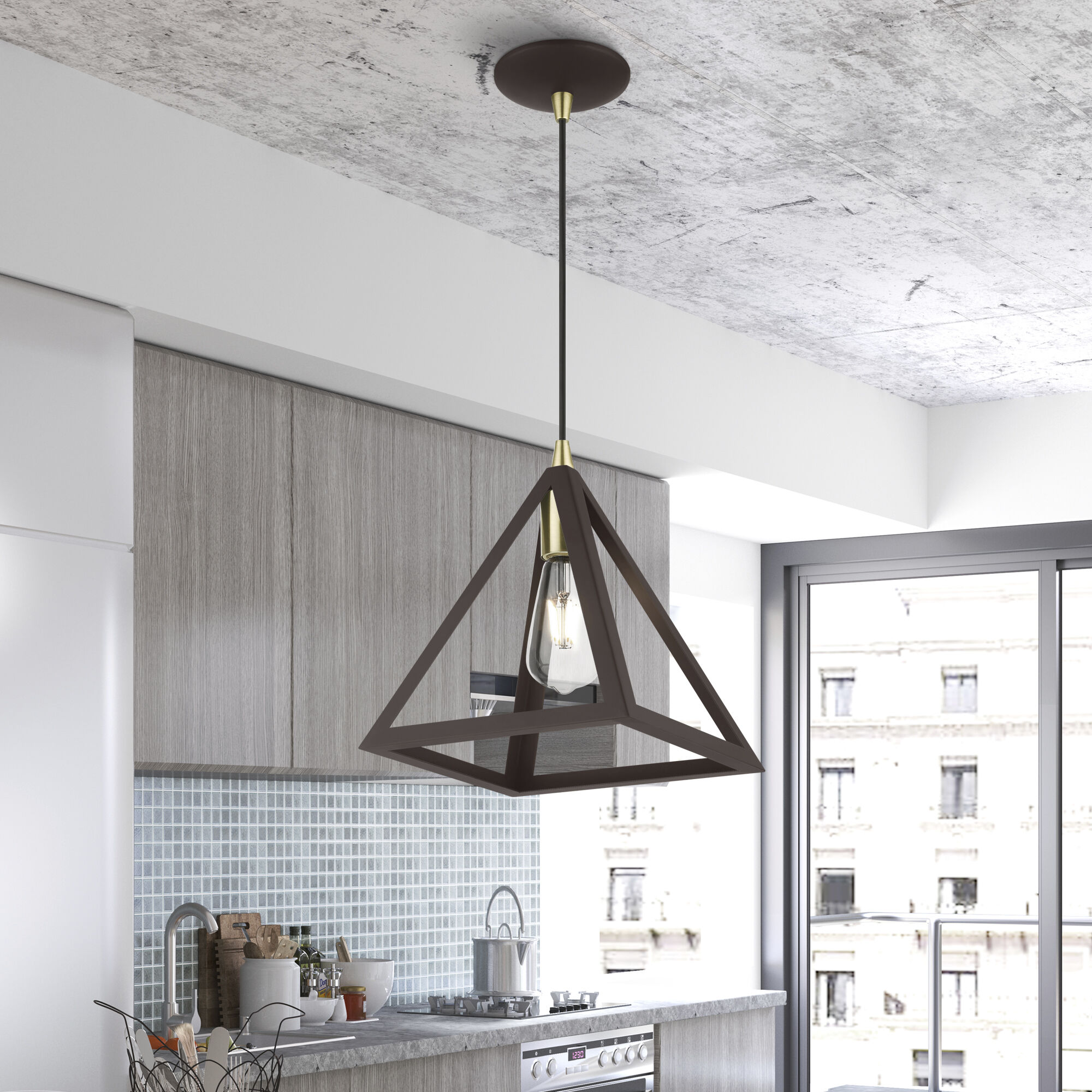 Pinnacle 1 Light 10 inch Bronze with Antique Brass Accents Pendant Ceiling Light