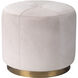 Thackeray 16 inch White Hide & Antique Brass Metal Round Pouf