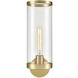Revolve Ii 1 Light 24.6 inch Clear Glass and Natural Brass Bath Vanity Wall Light