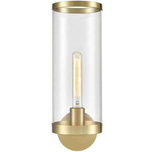 Revolve Ii 1 Light 24.6 inch Clear Glass and Natural Brass Bath Vanity Wall Light