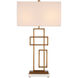 Parallelogram 33.75 inch 75 watt Antique Brass and White Table Lamp Portable Light