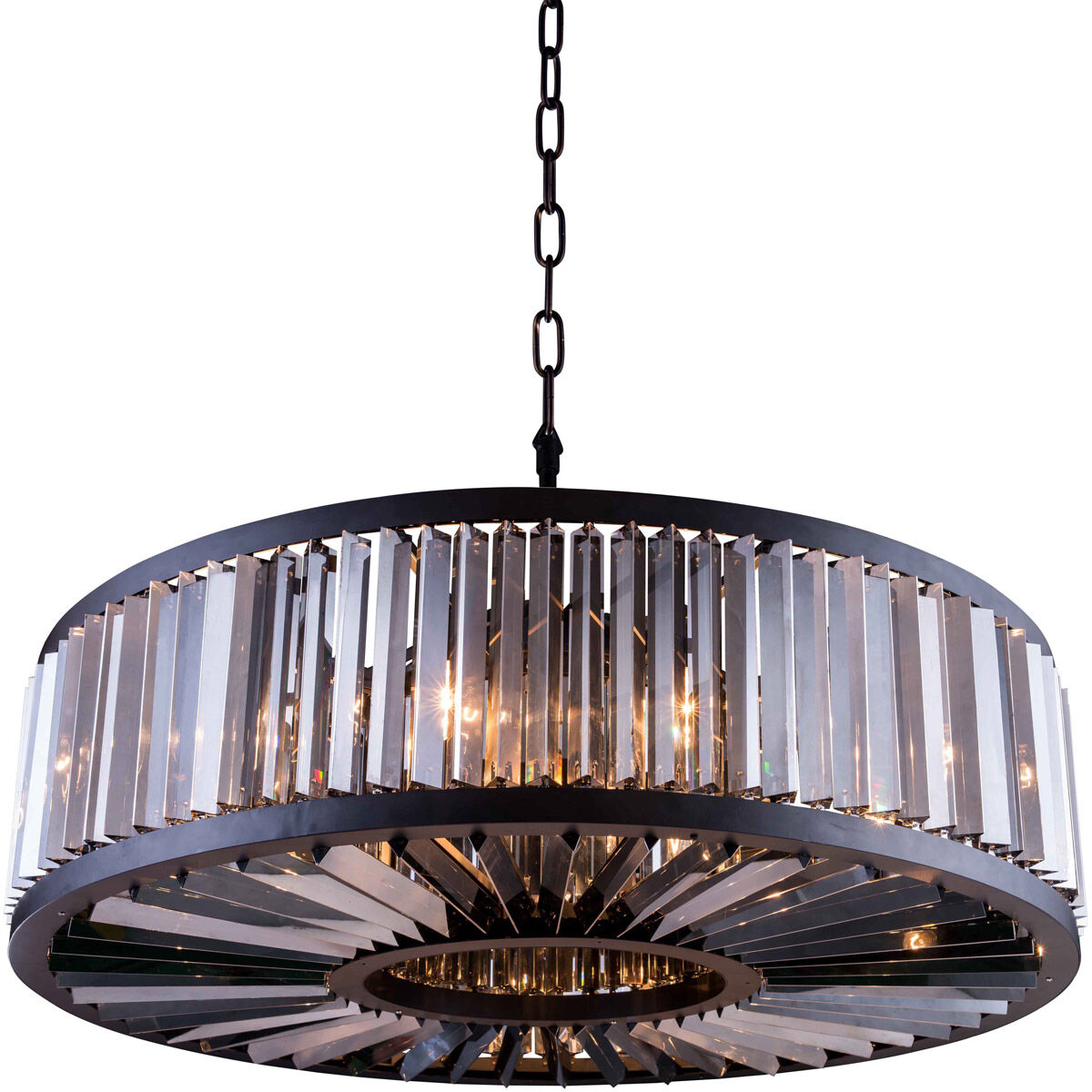 Chelsea 10 Light 43.5 inch Matte Black Pendant Ceiling Light in Silver Shade, Urban Classic