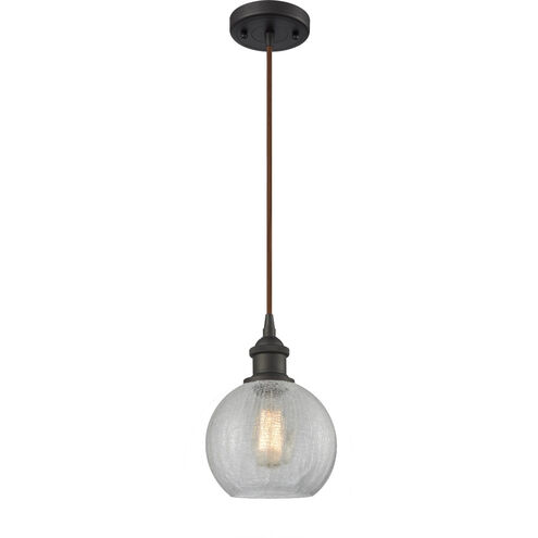Ballston Athens LED 8 inch Oil Rubbed Bronze Mini Pendant Ceiling Light in Clear Crackle Glass, Ballston